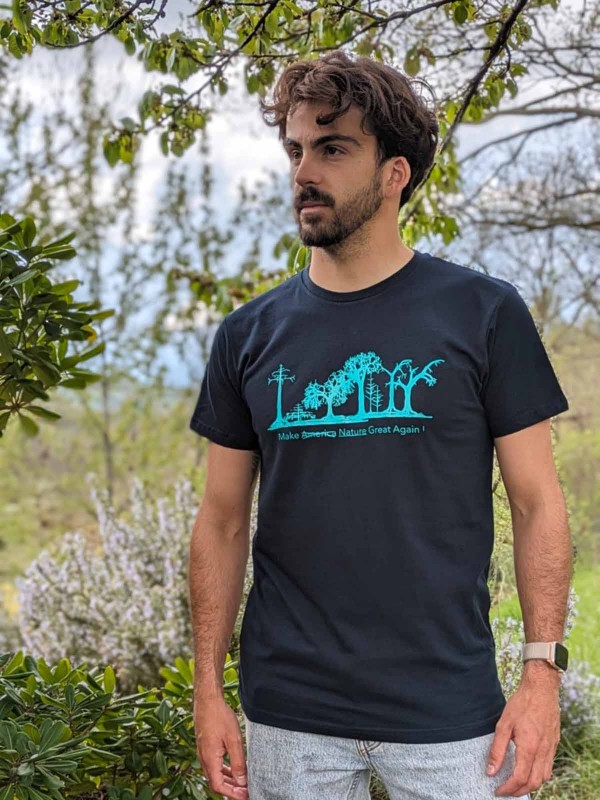T-shirt 100% coton bio homme homme bleu marine "Le militant"