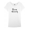 T-Shirt 100% coton bio femme blanc  "Persona non grata" col  large.