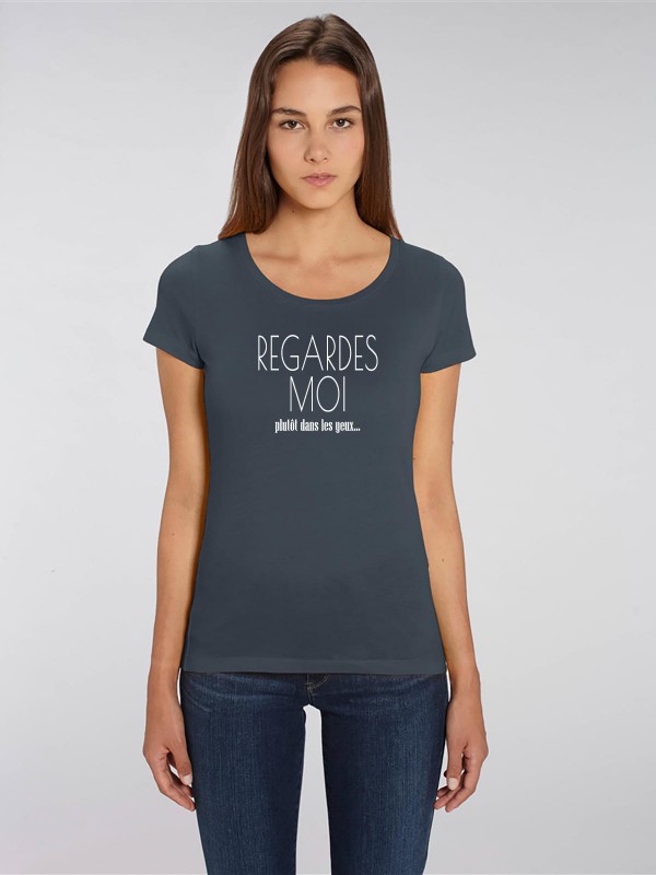 T-Shirt noir  "La belle" col large.